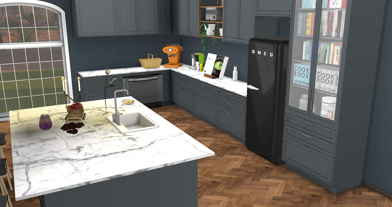 sims 4 kitchen wall idea