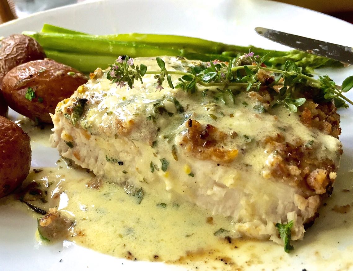 Ciao Chow Linda Grilled Swordfish in Lemon Caper Cream Sauce