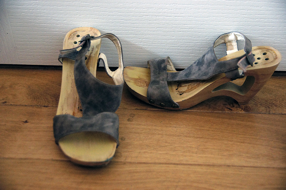 chaussures talons bois