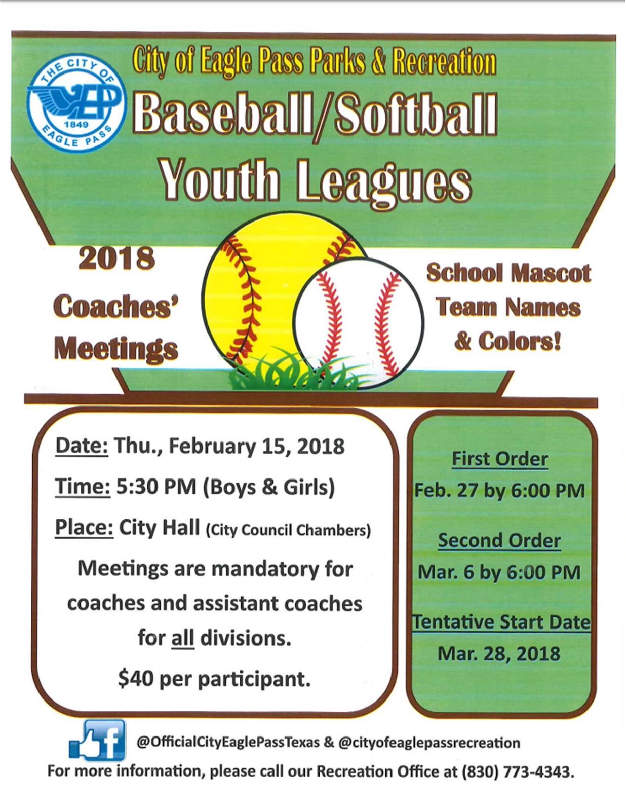 Eagle Pass ISD iVision Parks & Rec Baseball/Softball Leagues