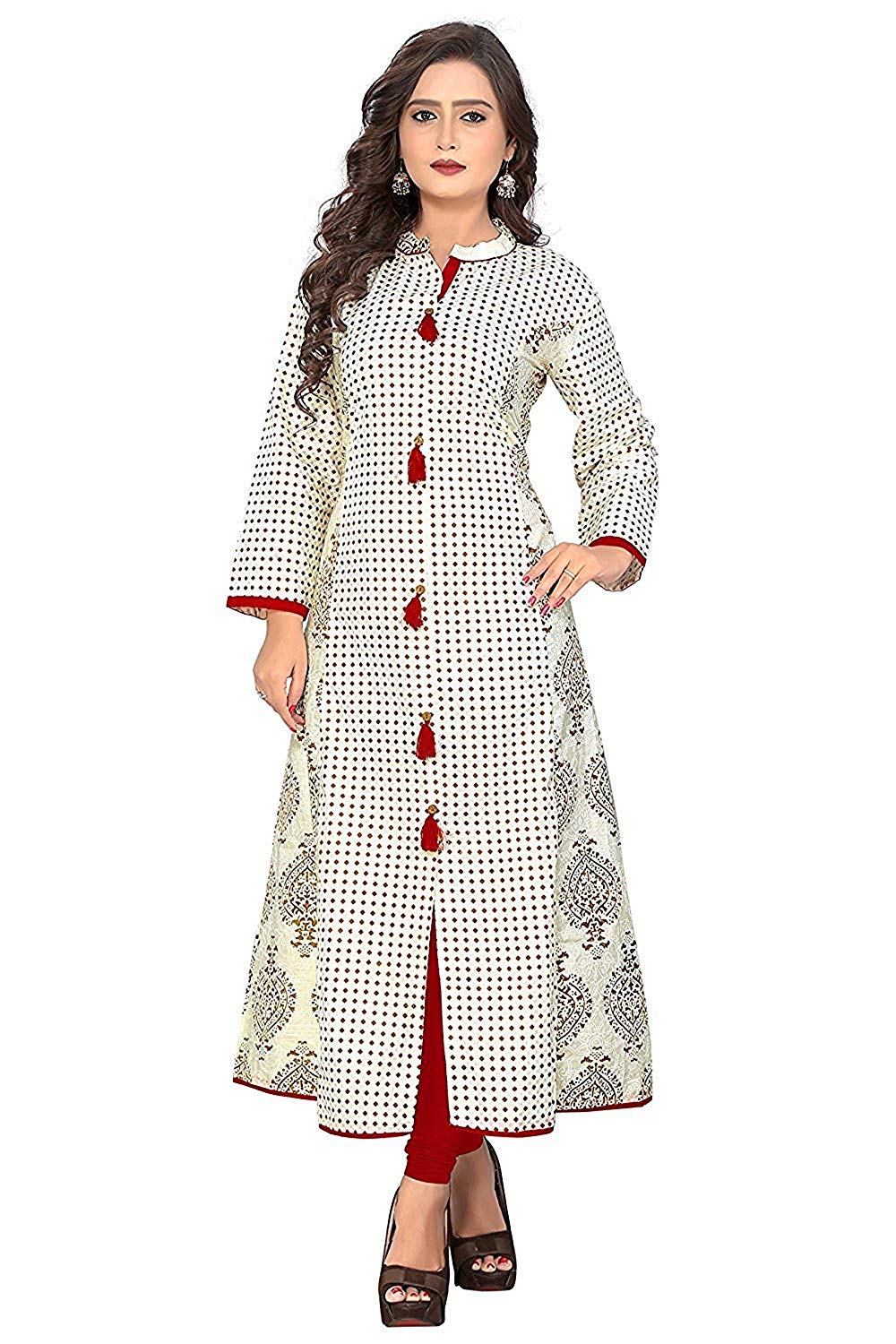 Women's Cotton Rayon Fabric ALine Kurti