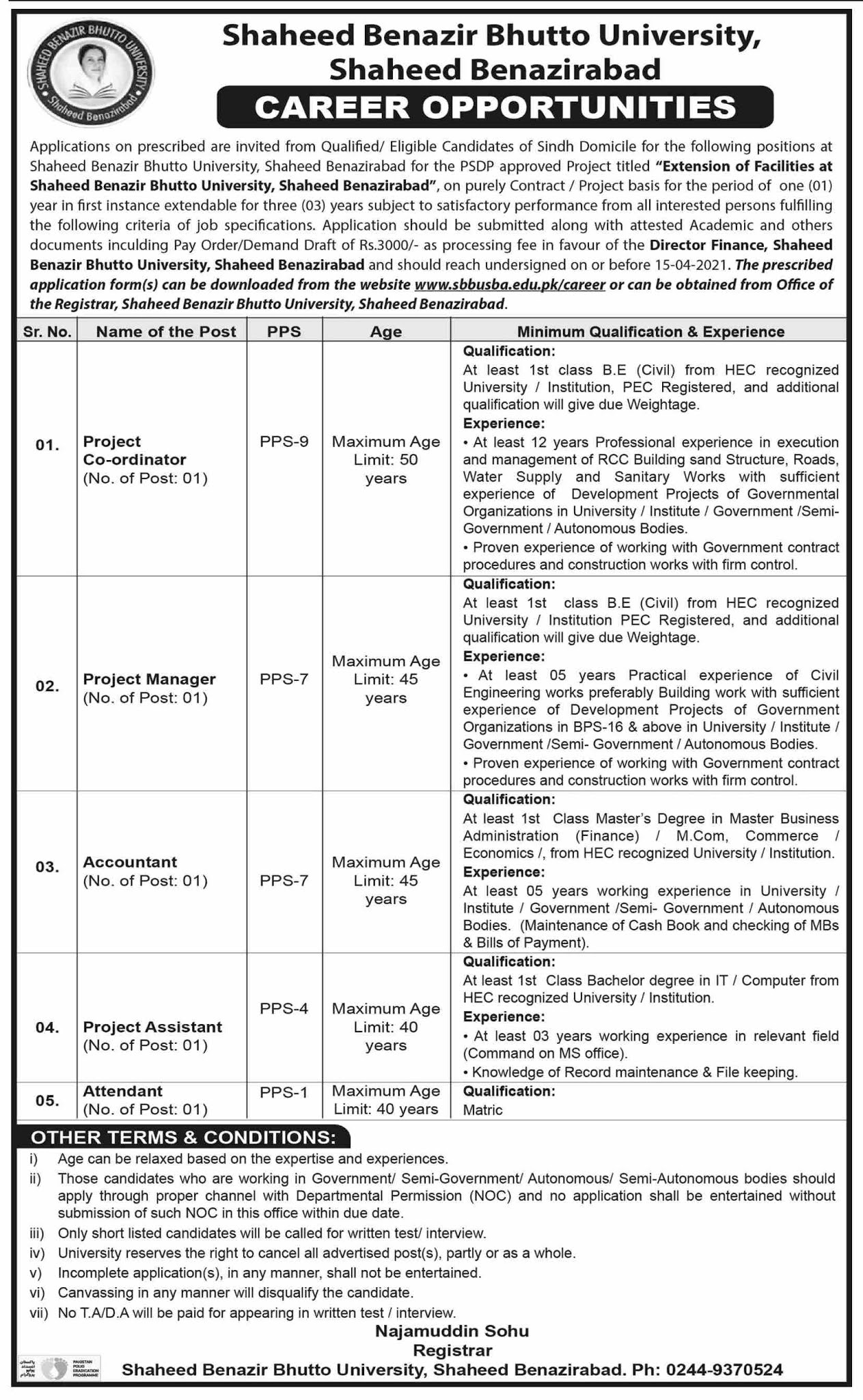 Shaheed Benazir Bhutto University Shaheed Benazirabad Jobs 2021 in Pakistan Shaheed Benazir Bhutto University Shaheed Benazirabad Jobs 2021 in Pakistan