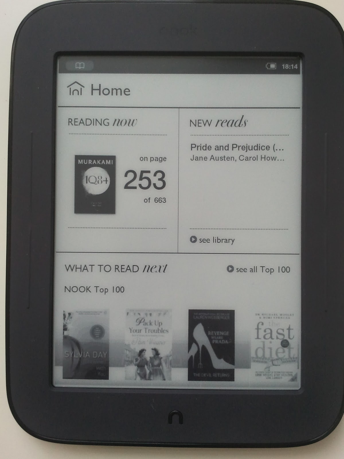 Nook Simple Touch: Chapter Three: User interface