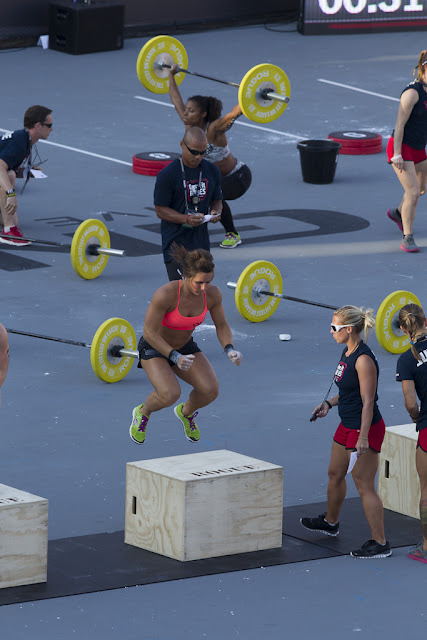 women performing box jumps during the 2012 CrossFit Games