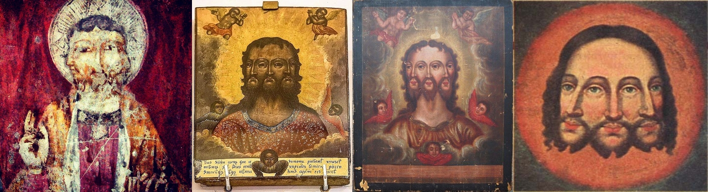 икона трехликая троица. бог саваоф и иисус христос. икона святая троица бог сын, бог отец, бог святой дух. догмат о святой троице. бог олицетворенный в трех лицах.