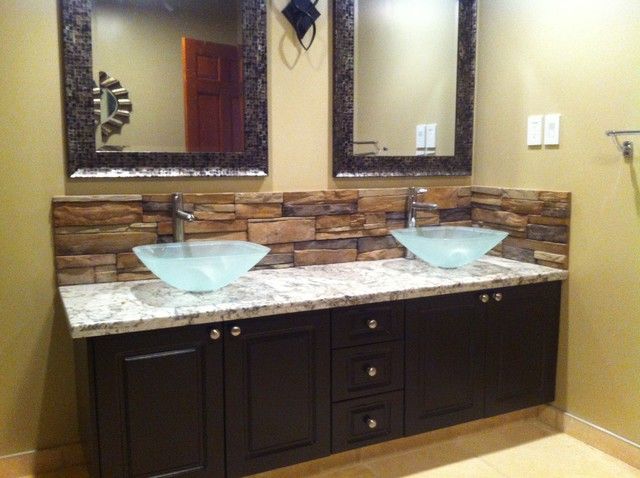 Bathroom Stone Backsplash - Bathroom and Garden