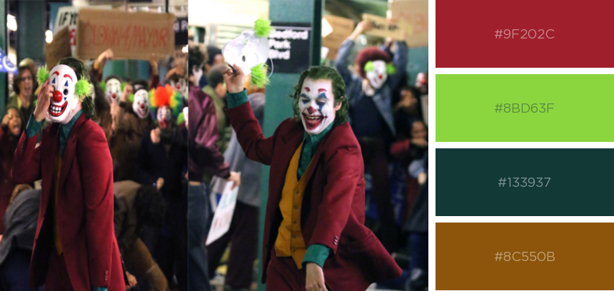 Paleta de cores do filme Coringa Paleta de cores do filme Coringa