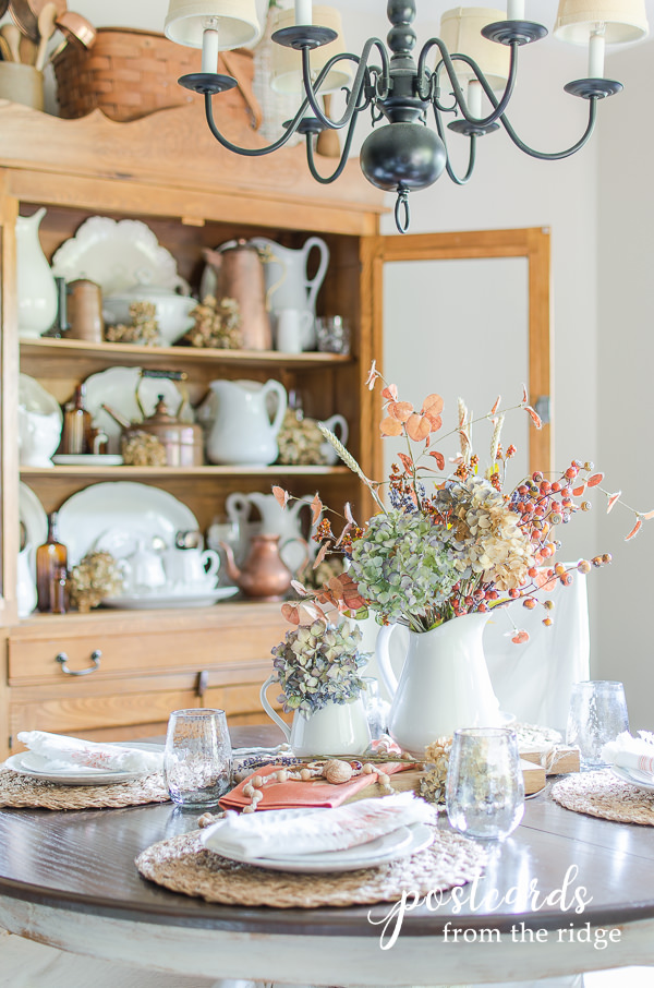 fall table setting with muted colors