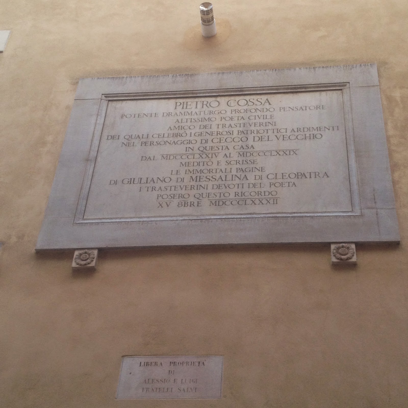 Rerum Romanarum Targa in memoria di Pietro Cossa