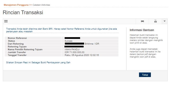 BUKTI KEMENANGAN 71.000.000 DI MANDIRI CASINO