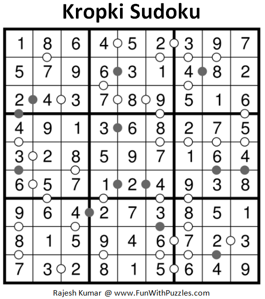 Kropki Sudoku Puzzles (Fun With Sudoku #224) Solution