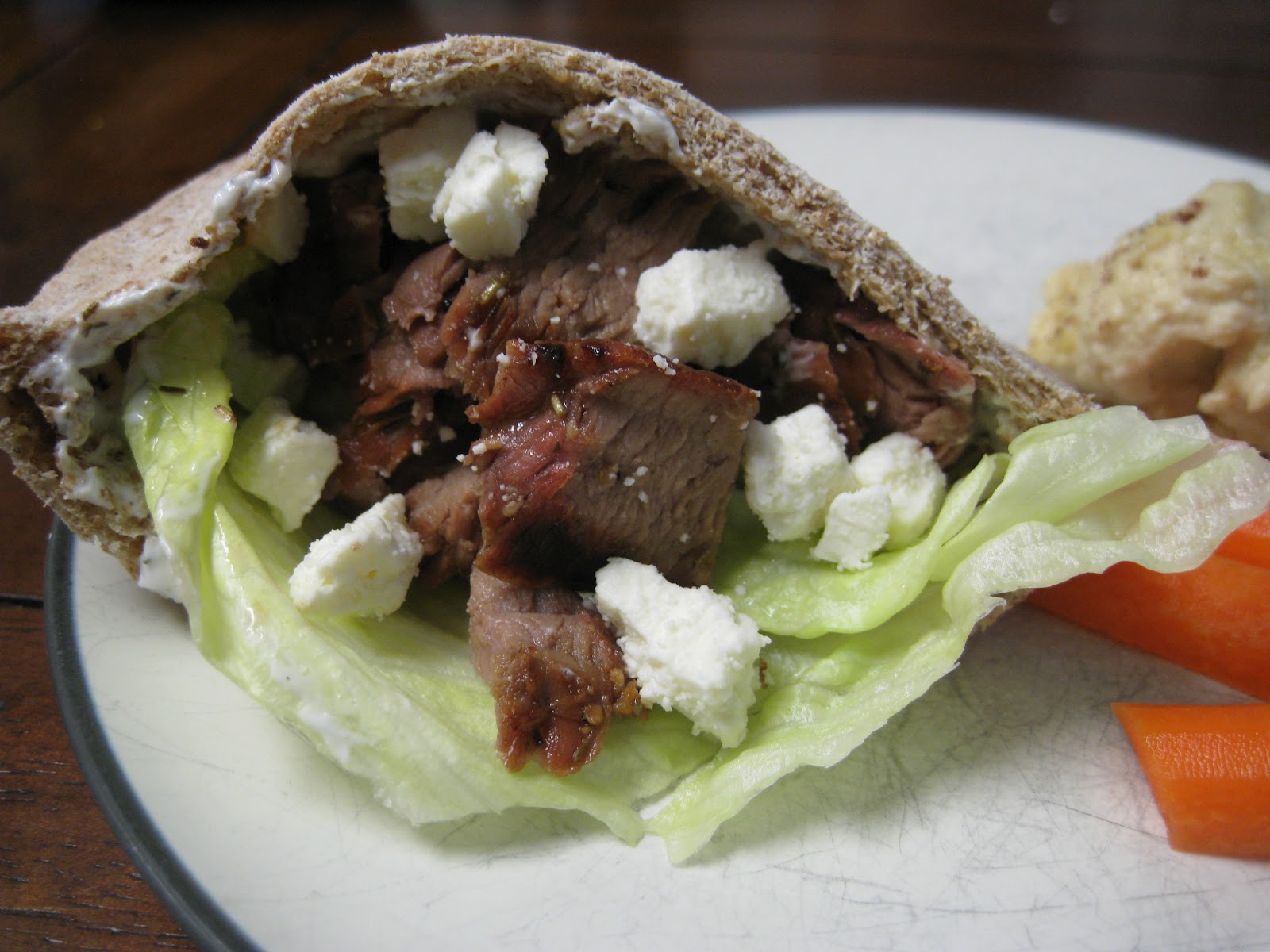 What's for Dinner Greek Steak Pitas with Dill Sauce