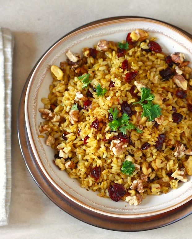 Curried Cranberry Walnut Rice recipe by SeasonWithSpice.com