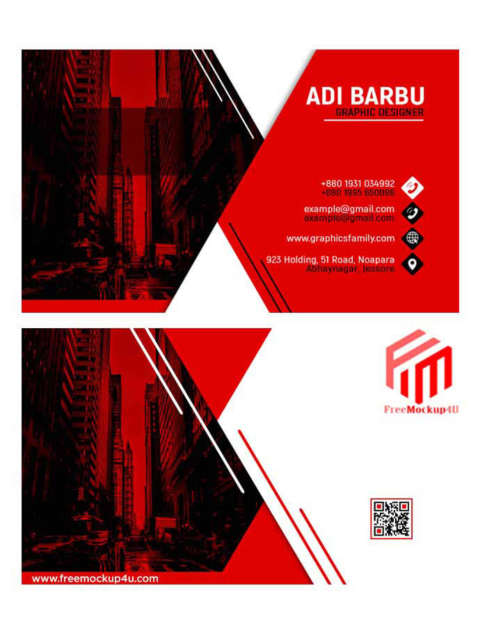 Red and White Visiting Card Design In Photoshop