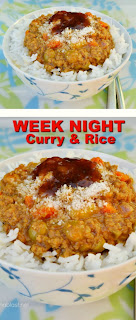 A Simple, quick and easy recipe for a busy week night Curry and Rice using ground beef - can also be served over mashed potatoes or as a filling in a dinner roll
