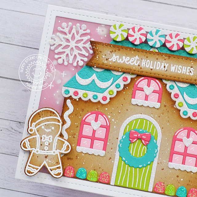 Sunny Studio Stamps: Gingerbread House Dies Sweet Treats House Add-On Dies Christmas Cookies Christmas Card by Marine Simon