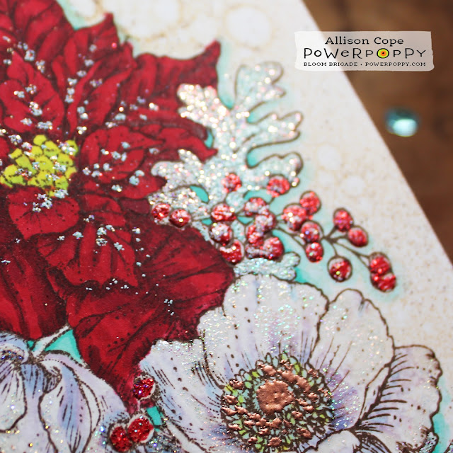 Embossing Powder Colored Bouquet by Allison Cope featuring the "Winter Wonderland" stamp set by Power Poppy.