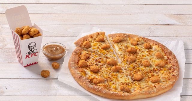 Pizza Hut UK's New KFC Popcorn Chicken Pizza is Almost a KFC Famous Bowl  Pizza | Brand Eating