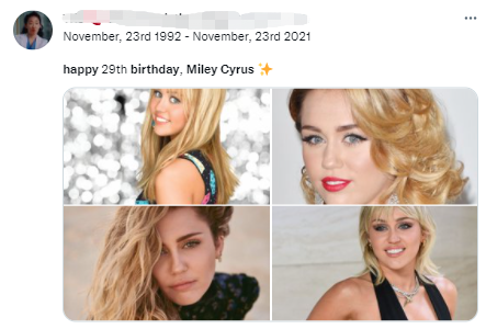 Miley Cyrus' fan congratulations.