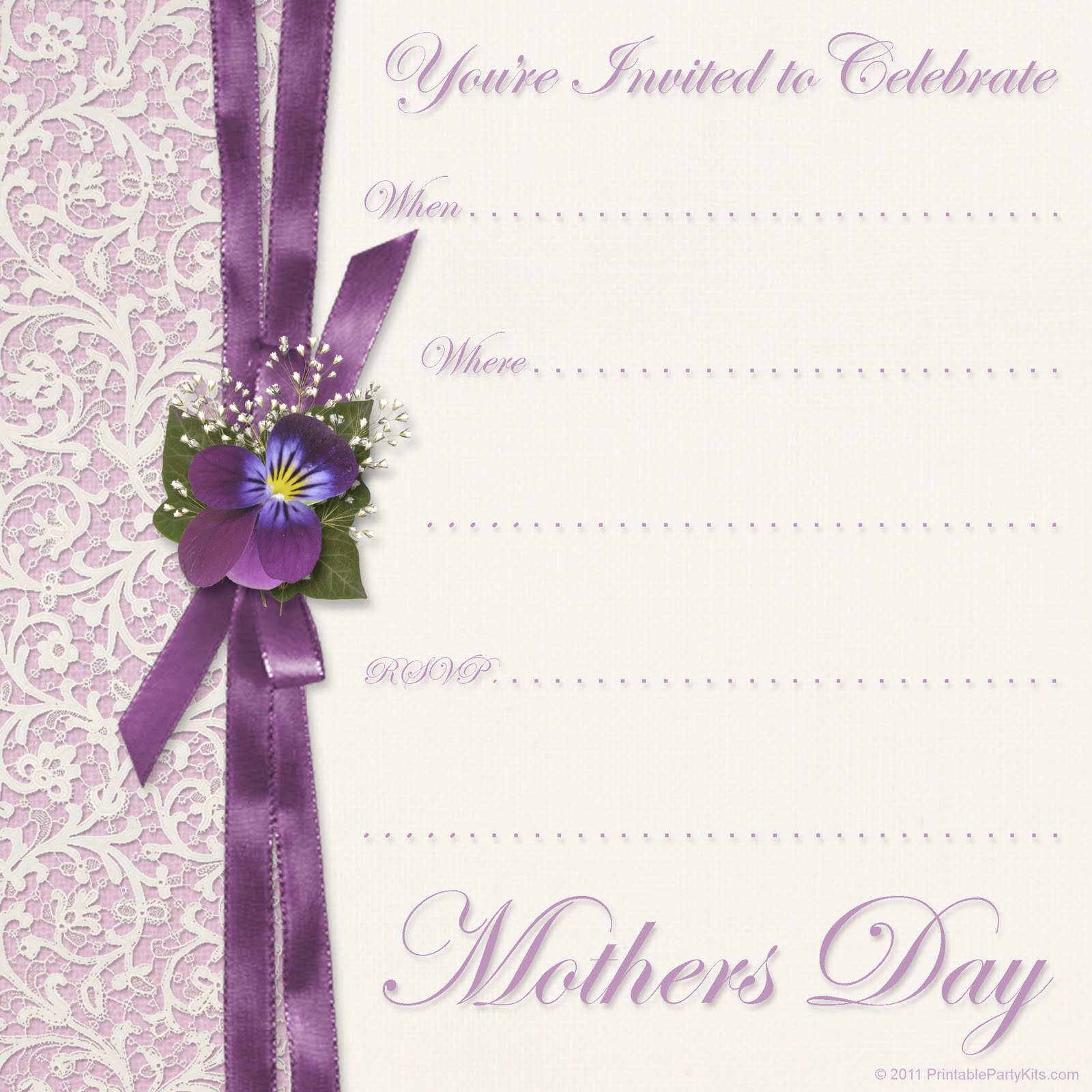 Free Printable Party Invitations Mothers Day Invite Template