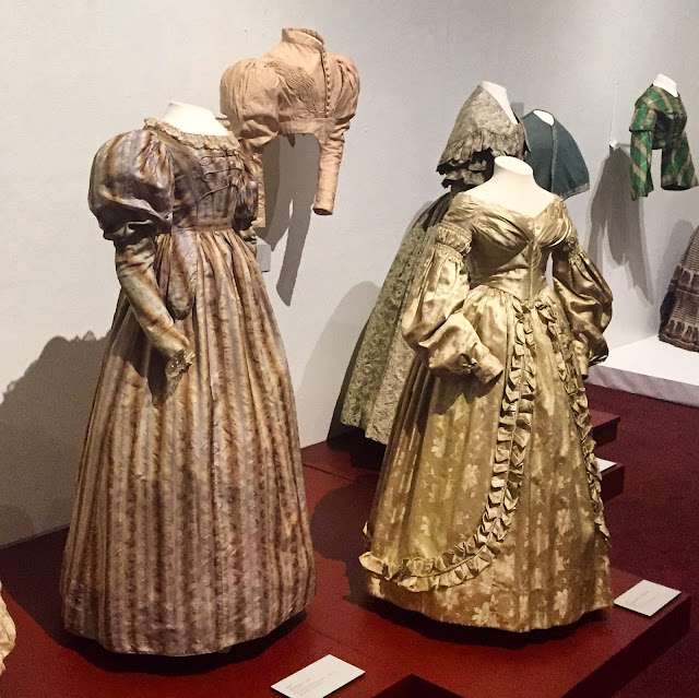 SilkDamask Embellishments in Victorian Fashion Exhibition, Saco Museum