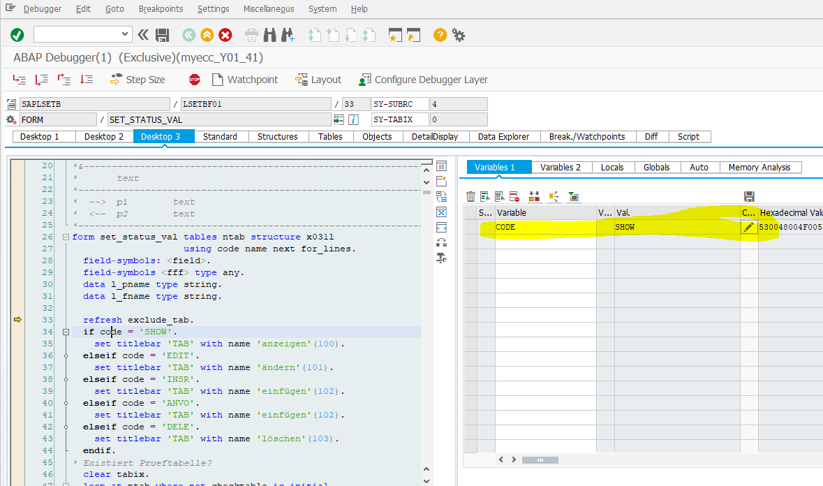 How to change records in SAP using debug mode