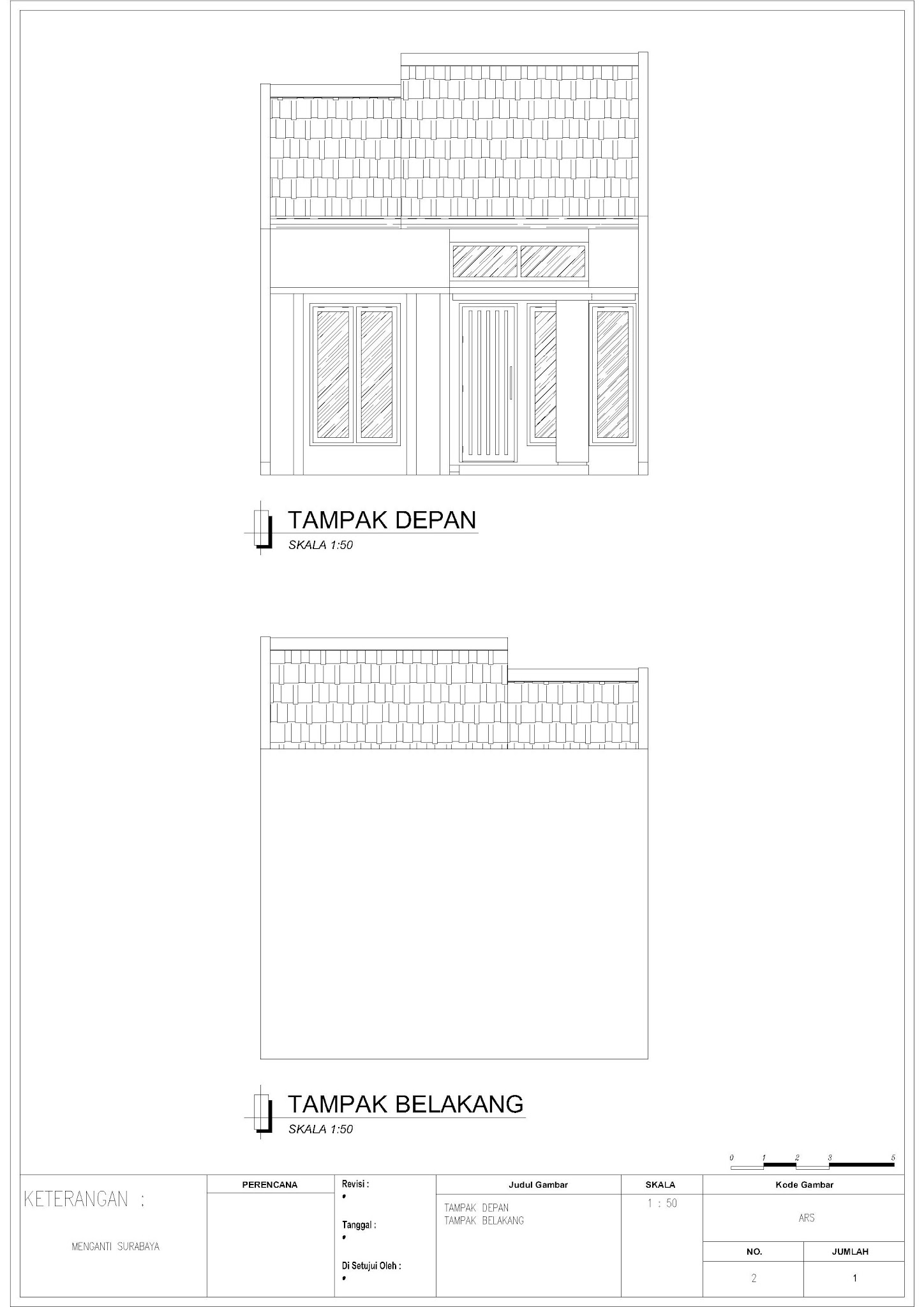 Gambar Kerja Rumah type 36, Menganti-surabaya
