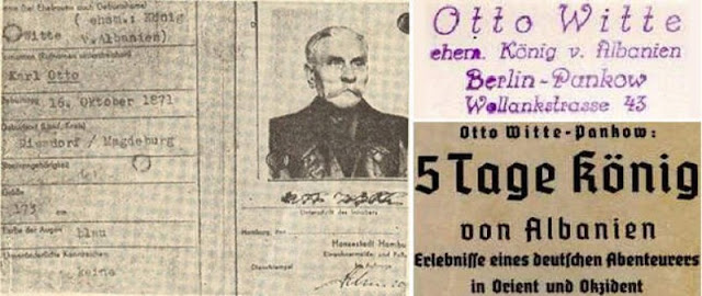 Немецкие документы «бывшего короля Албании» и его визитки