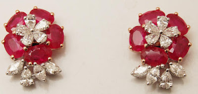 54ct Ruby Diamond Jewellery Bridal Earring.