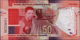 South African Currency 50 Rand Commemorative banknote 2018 Nelson Mandela 100th birthday