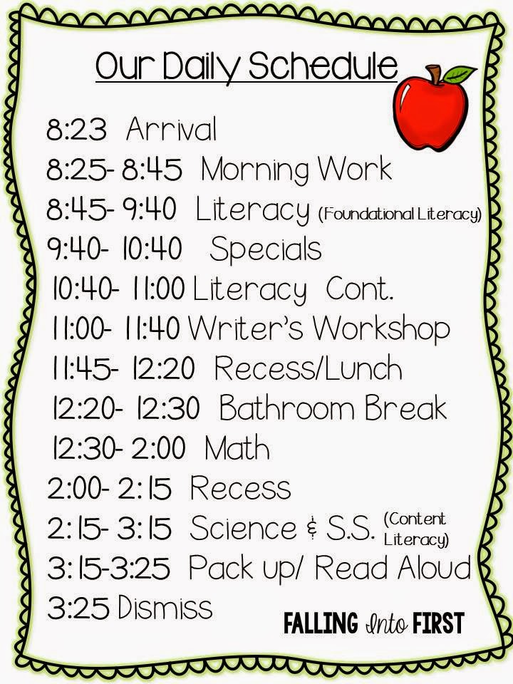 Our Daily Schedule Falling Into First