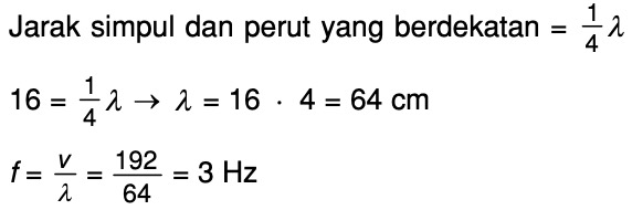 Jarak Simpul Dan Perut Yang Berdekatan Pada Gelombang Stasioner Adalah 16 Cm Jika Cepat Mas Dayat