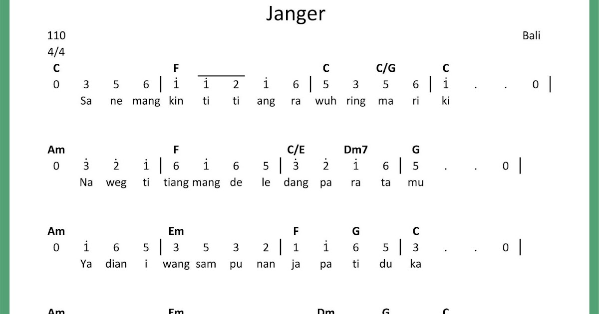 Not Angka Janger SEPUTAR MUSIK