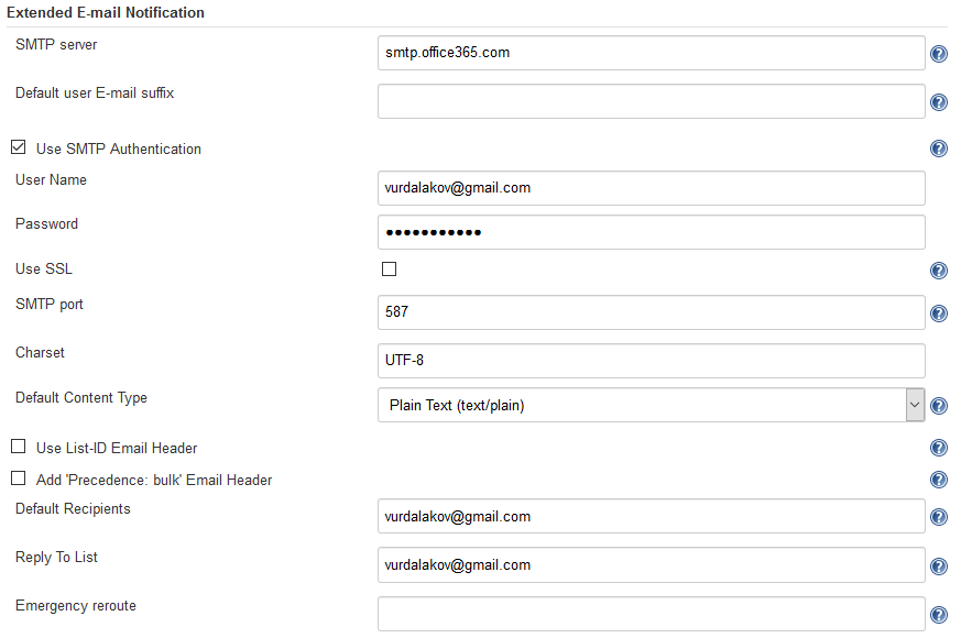 CodeBlog [HowTo] Send Jenkins email notifications from Office 365 account
