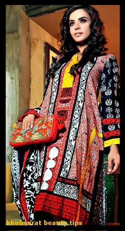 Gul Ahmed lawn with black and pink color design