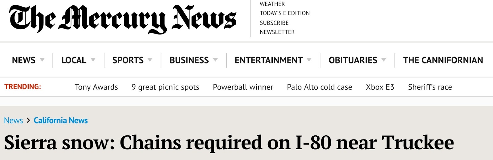 Cliff Mass Weather Blog Snow and Chains In California's Sierra Nevada