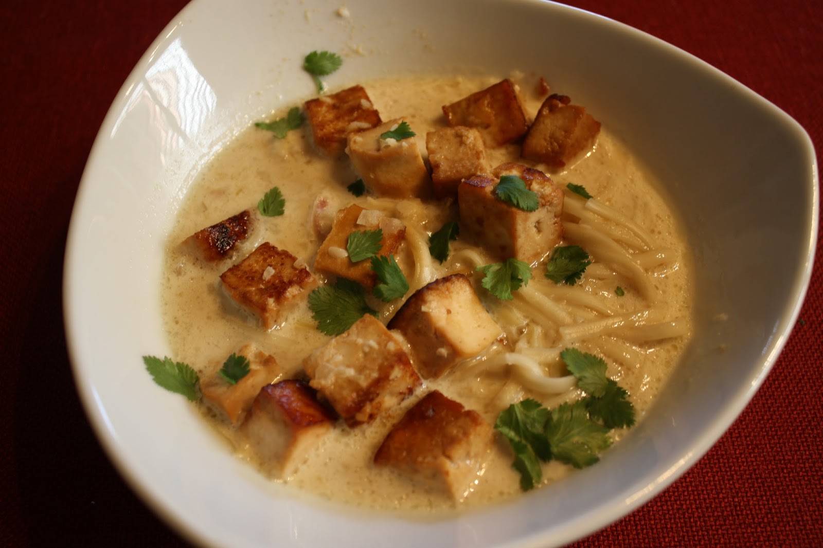 LactoseFree Girl Thai Coconut Soup with Udon Noodles and Tofu