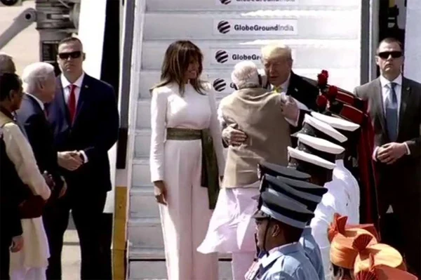 PM Modi Hugs US President Upon His Arrival; Leaders Embark On Roadshow In Ahmedabad, America, President, Donald-Trump, Family, Visit, Prime Minister, Narendra Modi, Ahmedabad, Airport, Agra, National