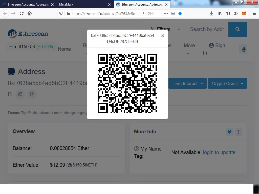 Tiểu Mỡ Lấy địa chỉ vý QRCode ở MetaMask Show QR code in MetaMask