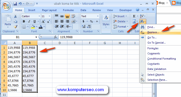 Cara Buat Koma Di Excel