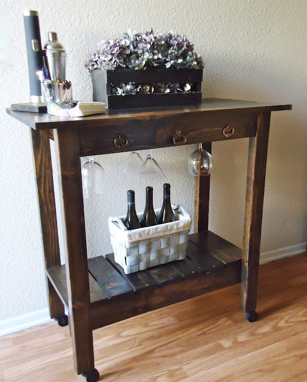 Kitchen Island / Rolling Bar Cart  with Vintage Hardware - SOLD