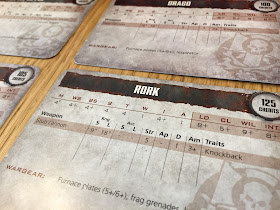 A selection of character cards from Necromunda: Underhive.