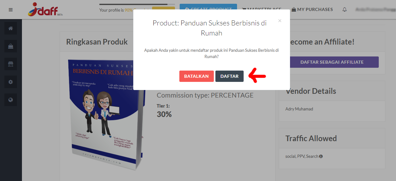 Cara Mendaftar di Afiliasi Idaff dan Cara Menggunakannya