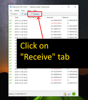 Click on tab "Receive" in Electrum-LTC wallet
