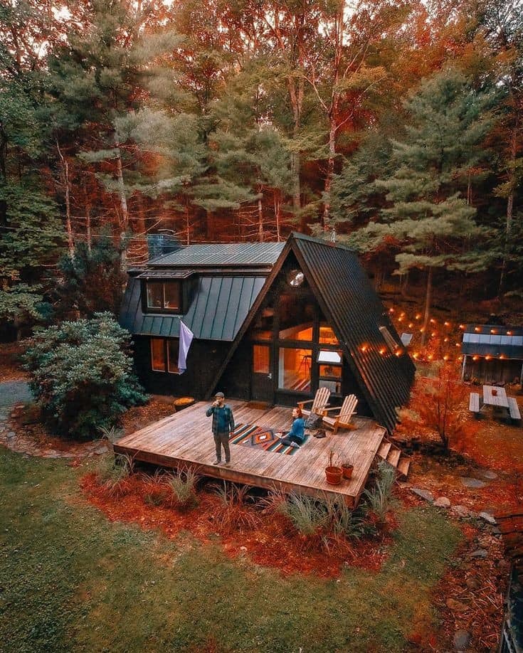 Cabañas con techos triangulares