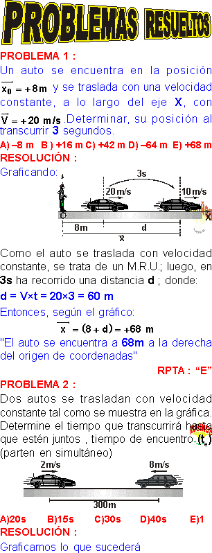 Movimiento Rectilineo Uniforme Mru Formulas Ejemplos Y Ejercicios Resueltos De Fisica Basica Y Pre Universidad Cinematica Pdf