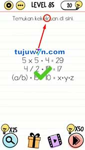 Jawaban level 85 Temukan kekeliruan disini Brain test