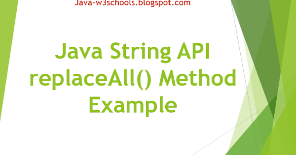 Java String API replaceAll() Method Example | JavaProgramTo.com