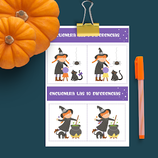 Halloween, juegos, actividades, imprimir, PDF, a4, etsy, sarahuesca