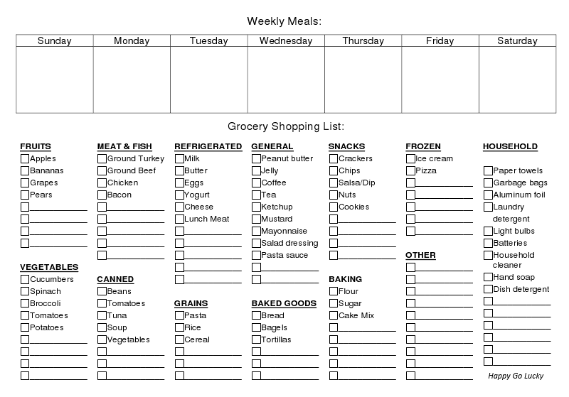 Mad About Blue Plaid Monthly and Weekly Meal Planner with Shopping Lists and Inventory Pages 